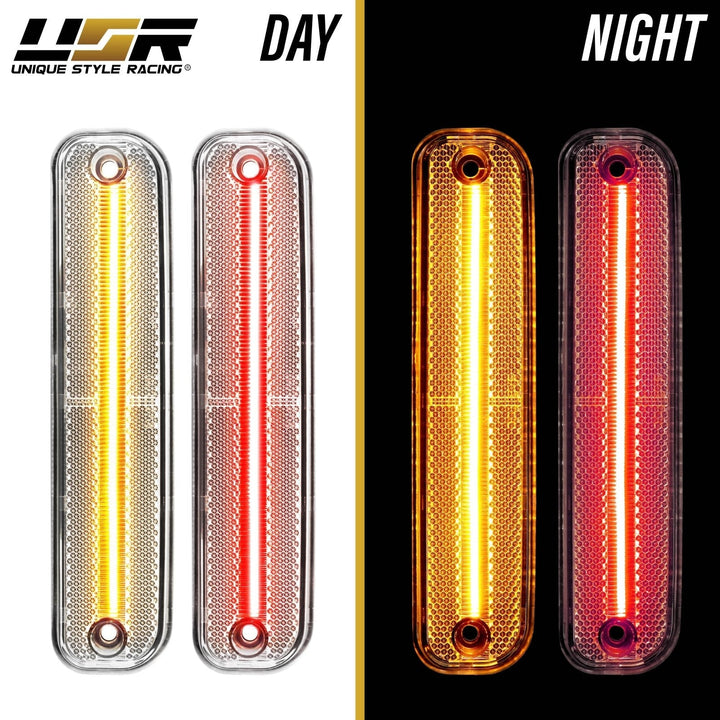 1975 - 1980 Chevrolet Chevy CK C/K Smoke or Clear Lens Front Amber + Rear Red LED 4 Piece Bumper Side Marker Light