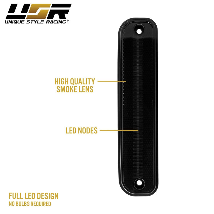 1975 - 1980 Chevrolet Chevy CK C/K Smoke or Clear Lens Front Amber + Rear Red LED 4 Piece Bumper Side Marker Light