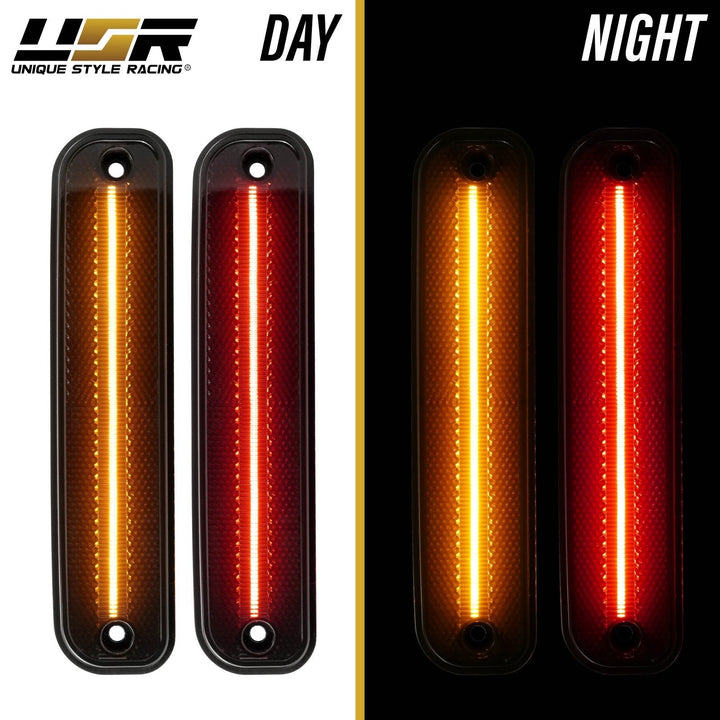 1975 - 1980 Chevrolet Chevy CK C/K Smoke or Clear Lens Front Amber + Rear Red LED 4 Piece Bumper Side Marker Light