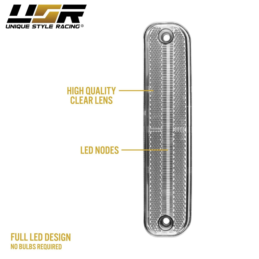 1975 - 1980 Chevrolet Chevy CK C/K Smoke or Clear Lens Front Amber + Rear Red LED 4 Piece Bumper Side Marker Light