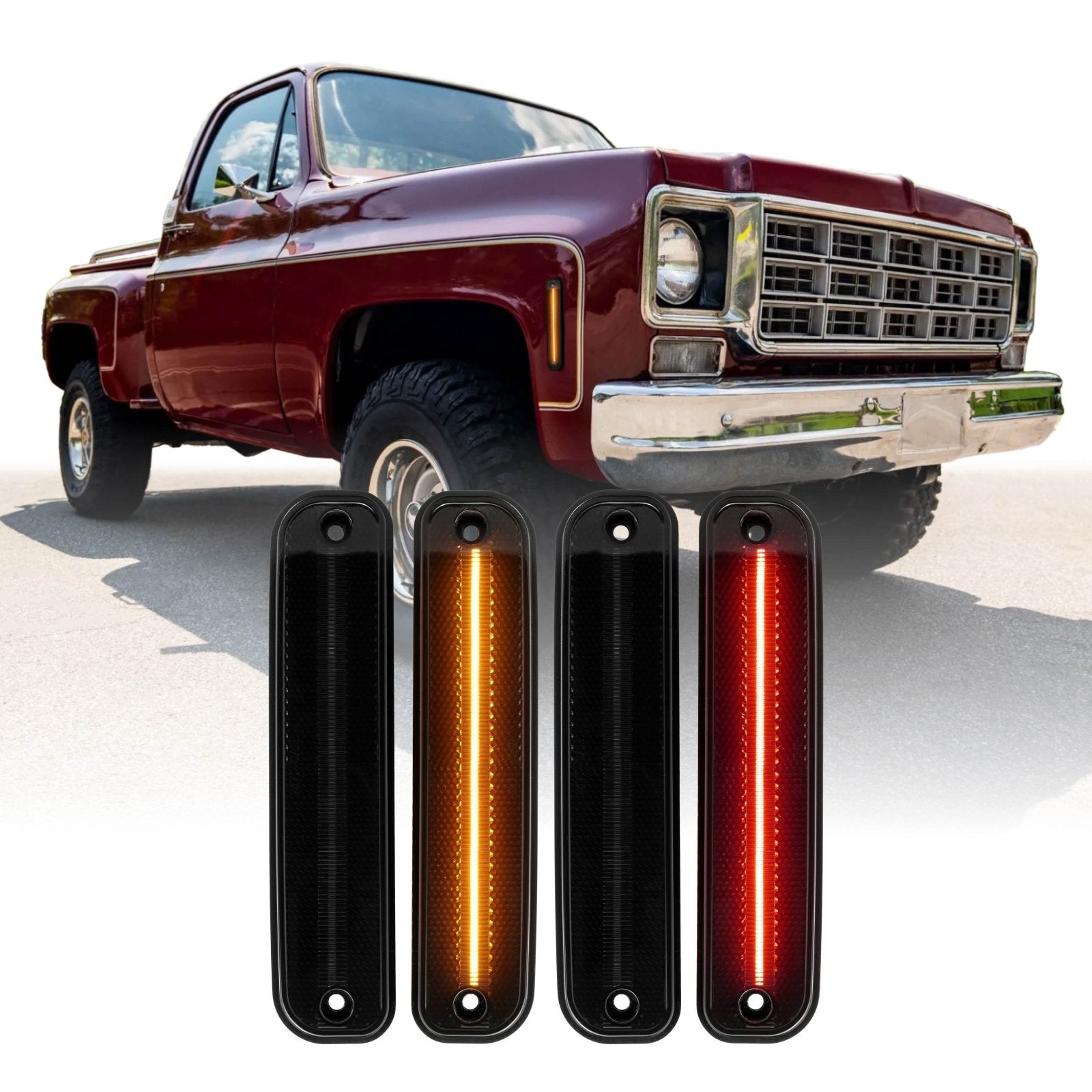 1975-1980 Chevrolet Chevy CK C/K Smoke or Clear Lens Front Amber +