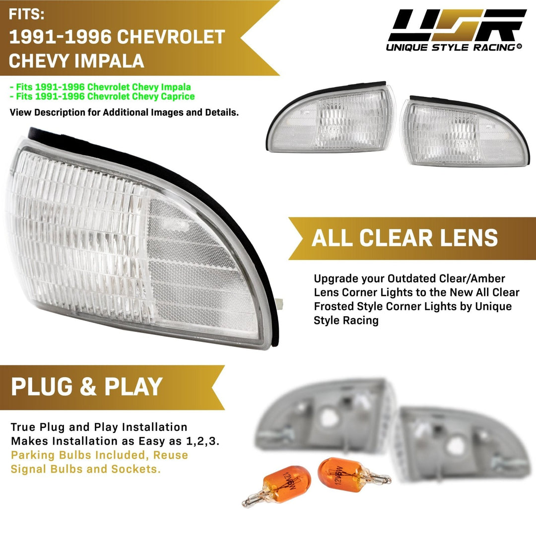 1991 - 1996 Chevrolet Impala SS / Caprice Clear Lens Corner Lights