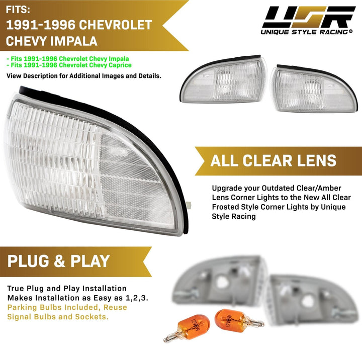 1991 - 1996 Chevrolet Impala SS / Caprice Clear Lens Corner Lights