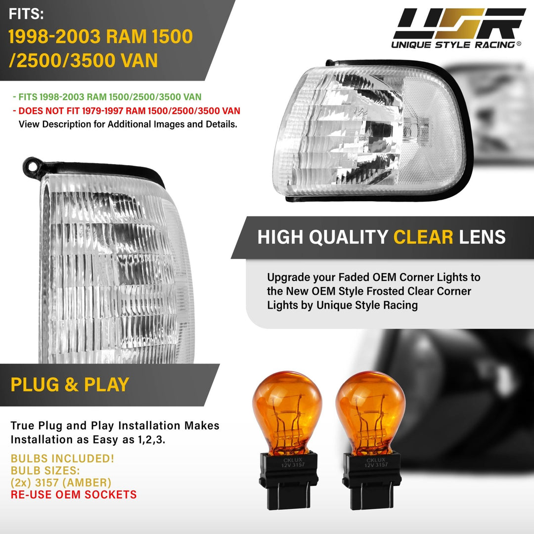 1998-2003 Ram 1500 2500 3500 All Clear Lens Corner Lights