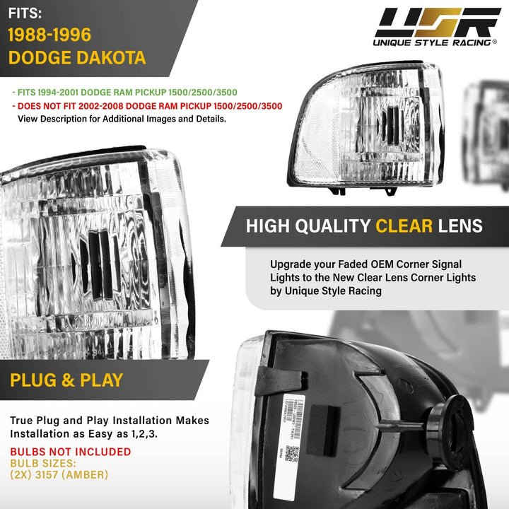 1994 - 2001 Dodge Ram All Clear Lens Corner Lights