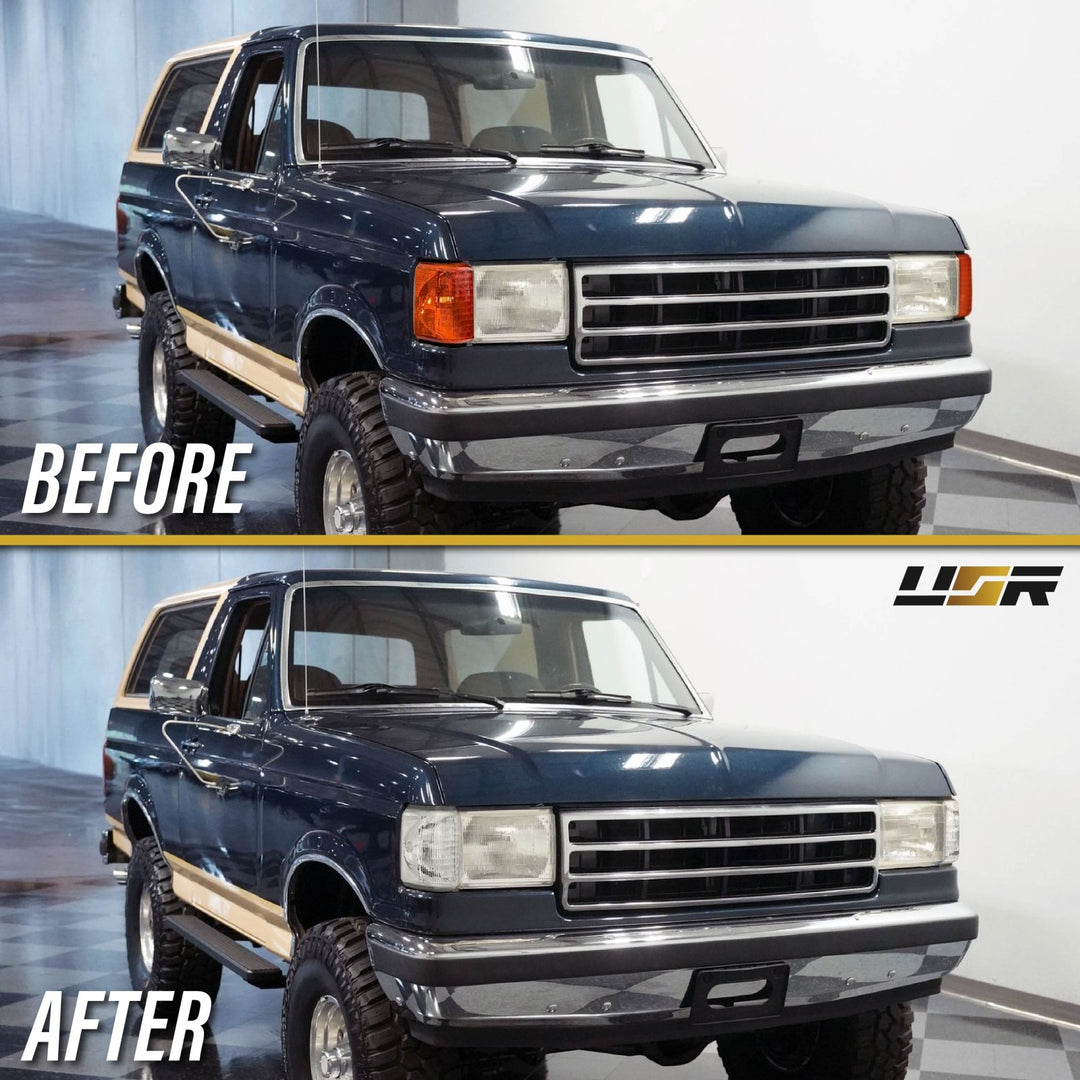 For 87-91 Ford F150 F250 F350 Bronco Headlight HeadLamps Black/Smoked For 87-91 Ford F150 F250 F350 Bronco Headlight HeadLamps Black/Smoked