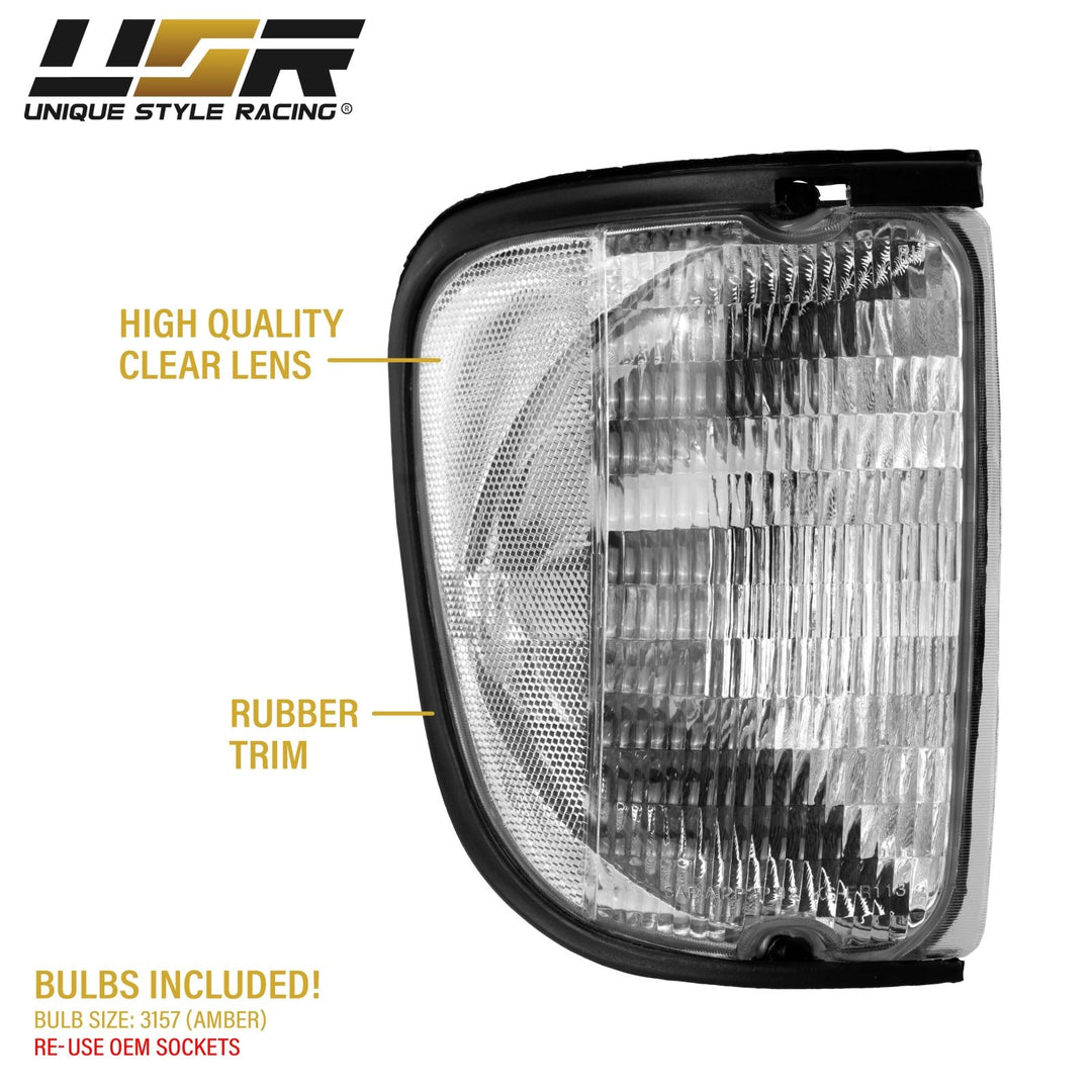 Fits 1992-2007 Ford E150 E250 Econoline Black Headlights+Corner Signal Fits 1992-2007 Ford E150 E250 Econoline Black Headlights+Corner Signal