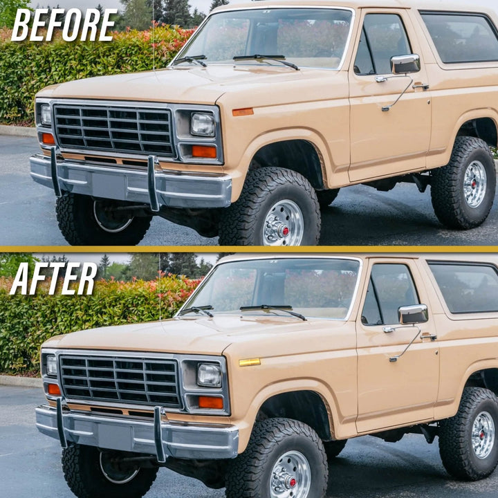 1980 - 1986 Ford F - 150 / F - 250 / F - 350 Pick Up Truck & Bronco SUV Front Clear or Smoke Lens Amber or White LED Corner Light