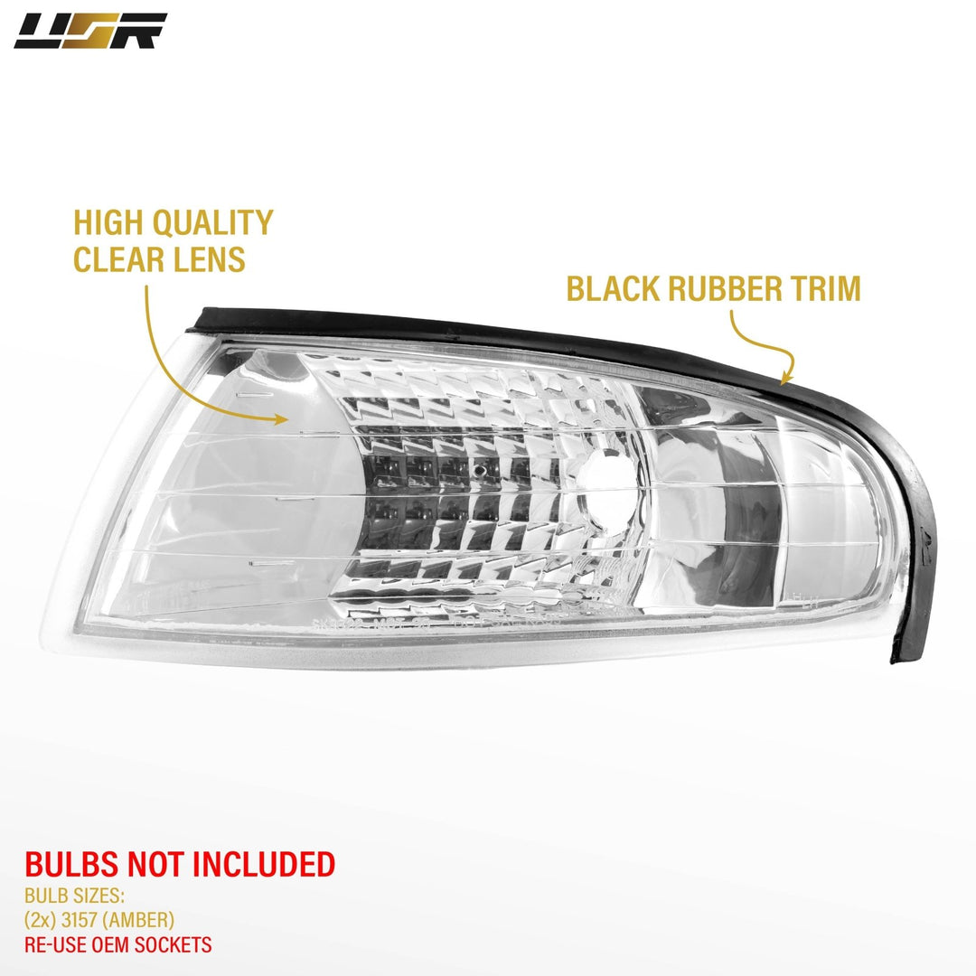 1994 1995 1996 1997 1998 Ford Mustang Chrome or Black Housing with Crystal Clear Lens Corner Lights

#color_clear-lens-chrome-housing