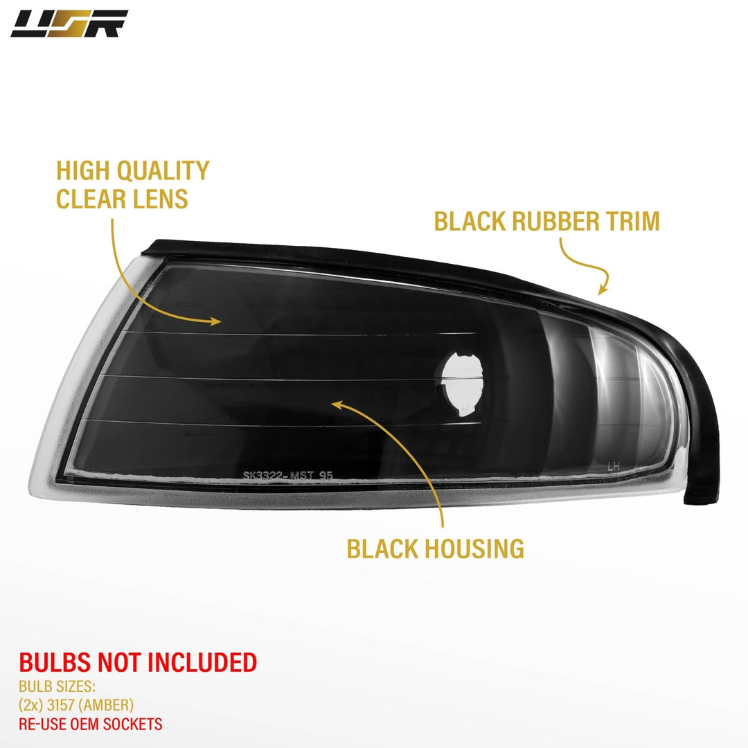 1994 1995 1996 1997 1998 Ford Mustang Chrome or Black Housing with Crystal Clear Lens Corner Lights

#color_clear-lens-black-housing