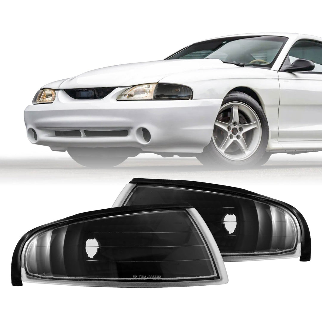 1994 1995 1996 1997 1998 Ford Mustang Chrome or Black Housing with Crystal Clear Lens Corner Lights

#color_clear-lens-black-housing
