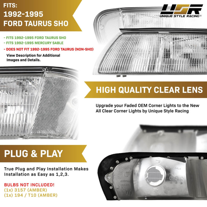1992-1995 Ford Taurus SHO Models Clear Lens Corner Lights