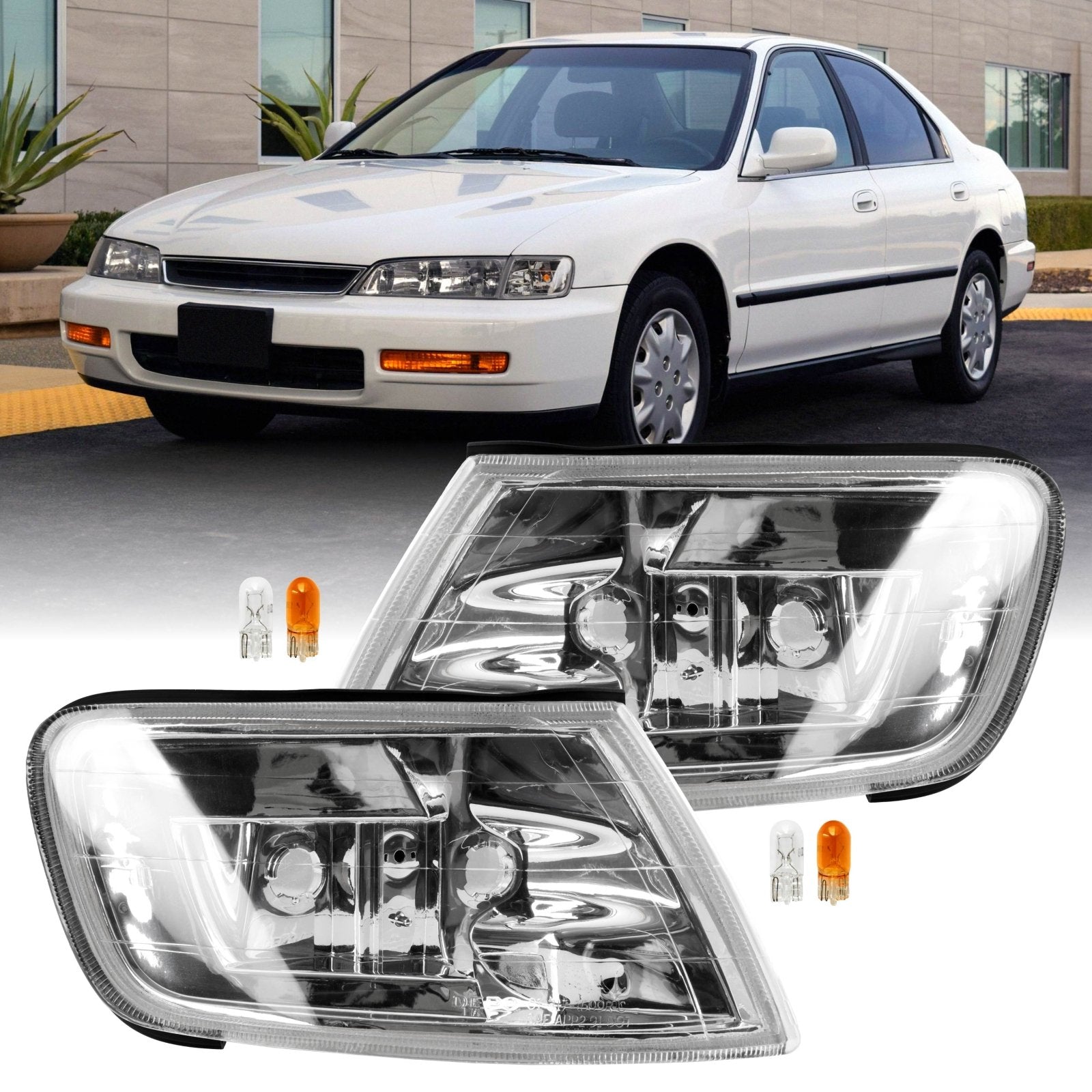 1994-1997 Honda Accord Crystal Clear or Crystal Smoke Lens Front