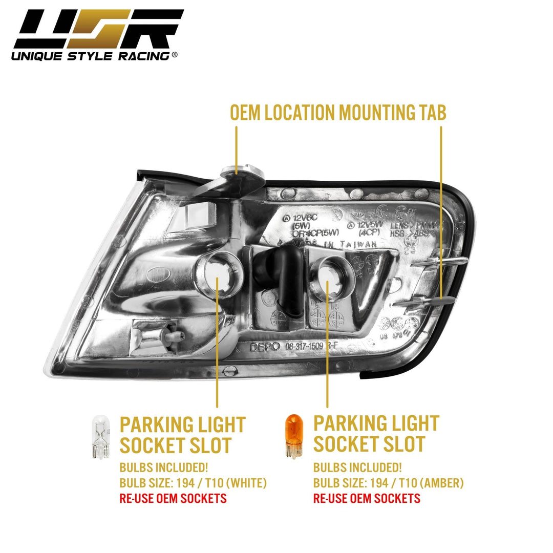 1994 - 1997 Honda Accord Crystal Style Clear or Smoke Front Corner Signal Light

#lens-color_crystal-clear-lens