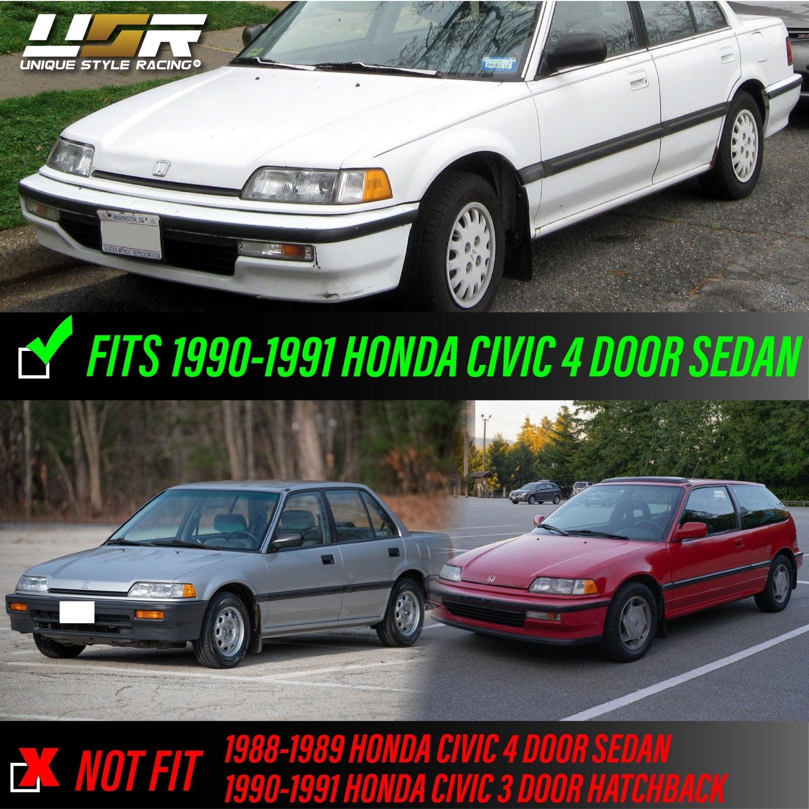 1990-1991 Honda Civic 4D Clear, Smoke or Amber Corner Light