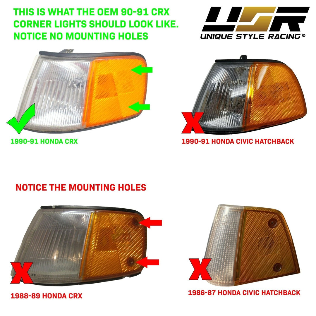 1990 - 1991 Honda CRX EF SI JDM Style Amber or Clear or Smoke Front Corner Lights

#lens-color_amber-lens