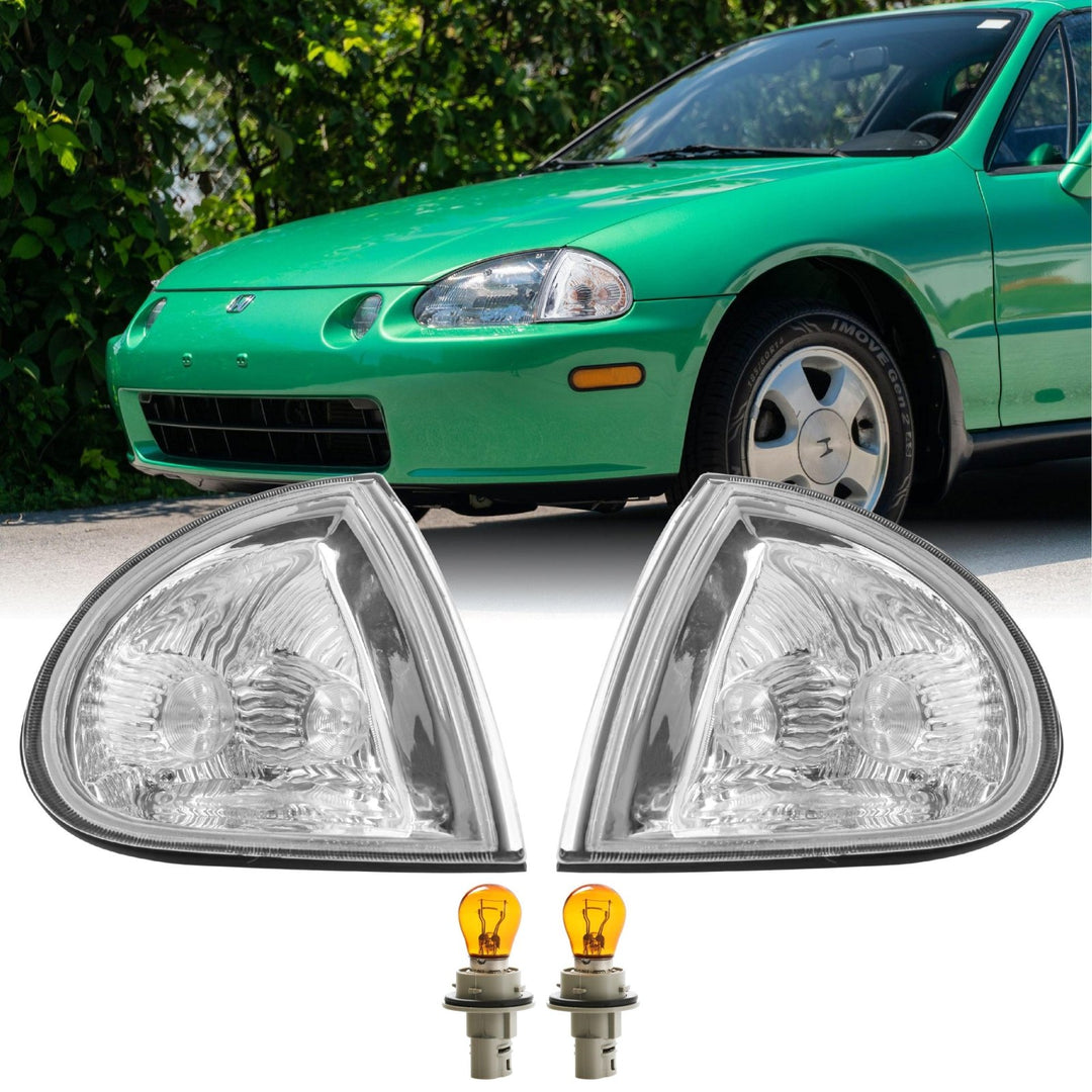 1993 - 1997 Honda Del Sol Clear Chrome or Black Housing Front Corner Signal Lights