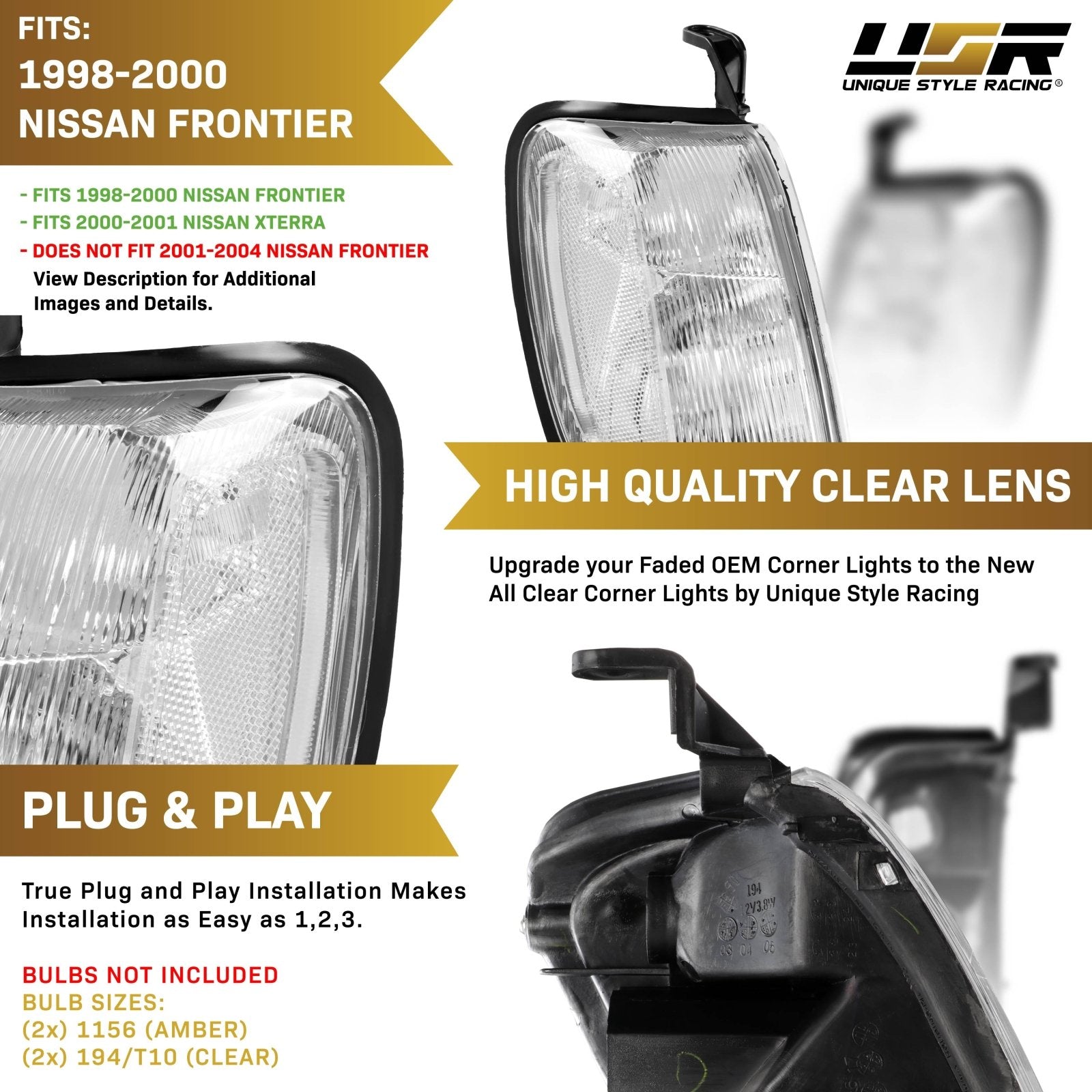 1998-2000 Nissan Frontier & 2000-2001 Xterra All Clear Lens Front