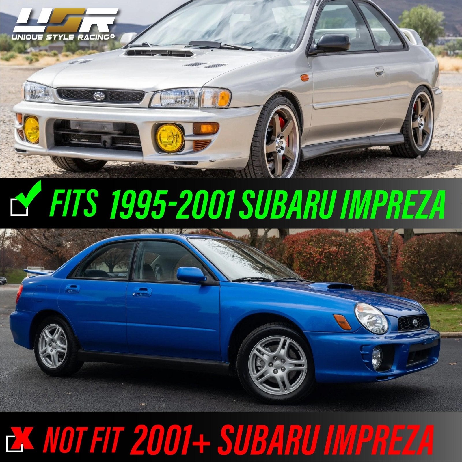 1995-2001 Subaru Classic Impreza Clear/Chrome, Clear/Black or