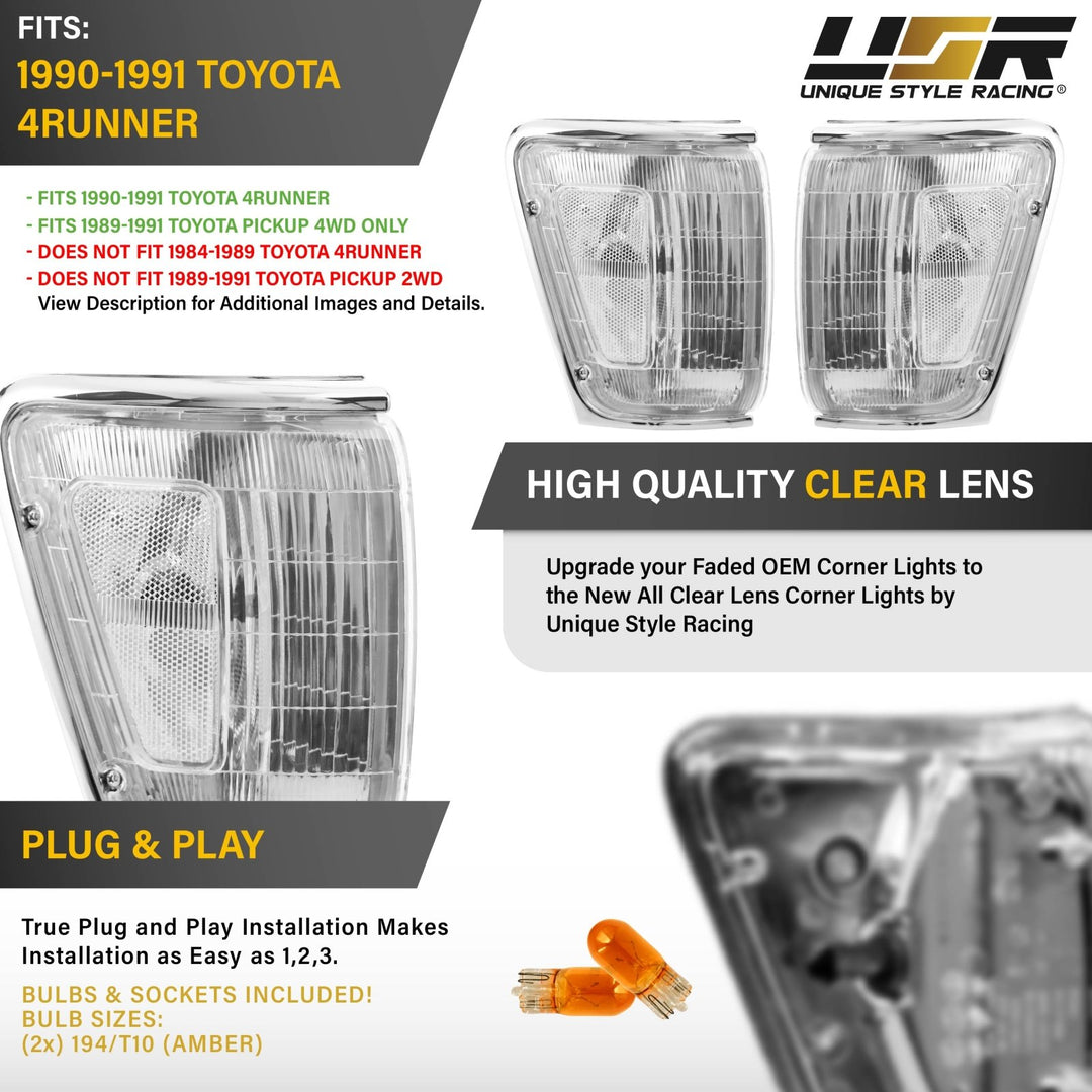1990 - 1991 Toyota 4Runner & 1989 - 1991 Toyota Pickup 4WD Clear Lens Corner Lights