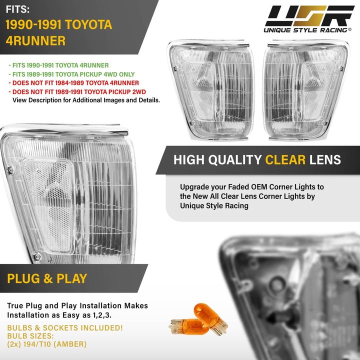1990 - 1991 Toyota 4Runner & 1989 - 1991 Toyota Pickup 4WD Clear Lens Corner Lights