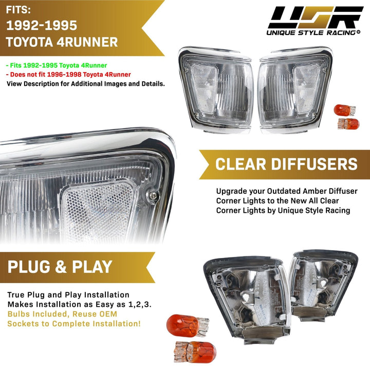 1992 - 1995 Toyota 4Runner Clear Corner Signal Lights