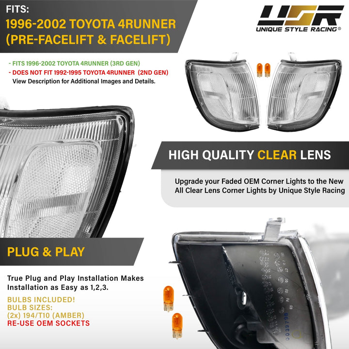 1996 - 1998 Toyota 4Runner Clear Front Corner Signal Lights
