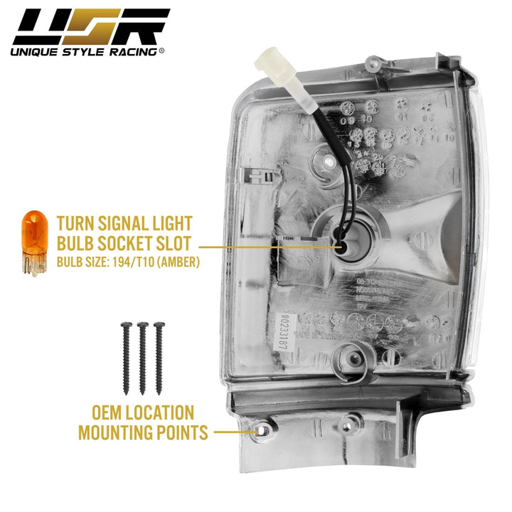 1987 - 1988 Toyota Pickup Truck 2WD Chrome Housing Clear Lens Corner Lights
