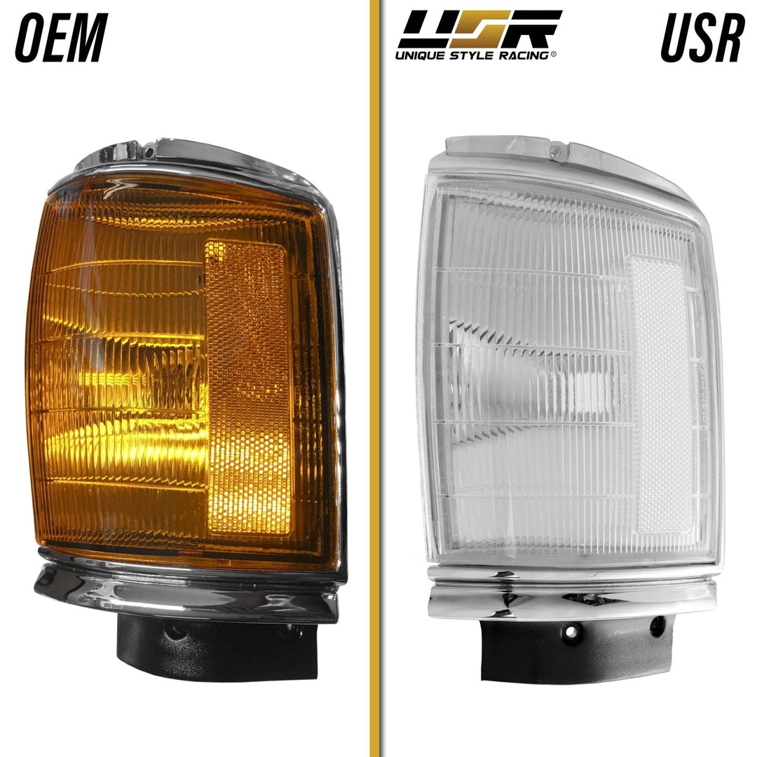 1987 - 1988 Toyota Pickup Truck 2WD Chrome Housing Clear Lens Corner Lights