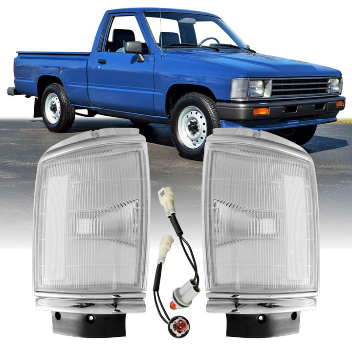 1987 - 1988 Toyota Pickup Truck 2WD Chrome Housing Clear Lens Corner Lights