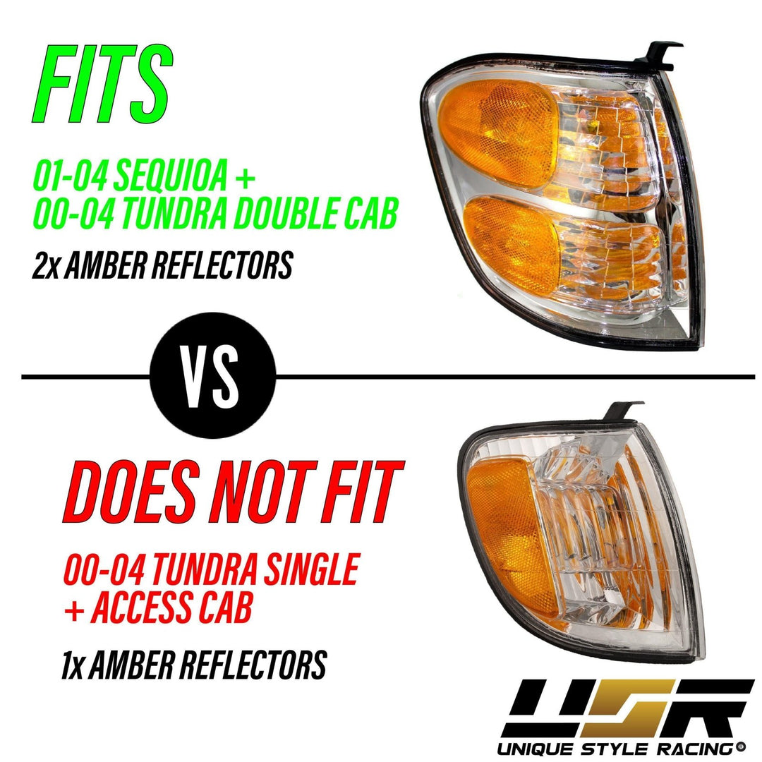 2001 - 2004 Toyota Sequoia / 2000 - 2004 Toyota Tundra Double Cab Only Clear Lens Corner Signal Lights