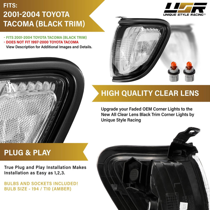 2001 - 2004 Toyota Tacoma Front Clear or Smoke Lens Corner Lights