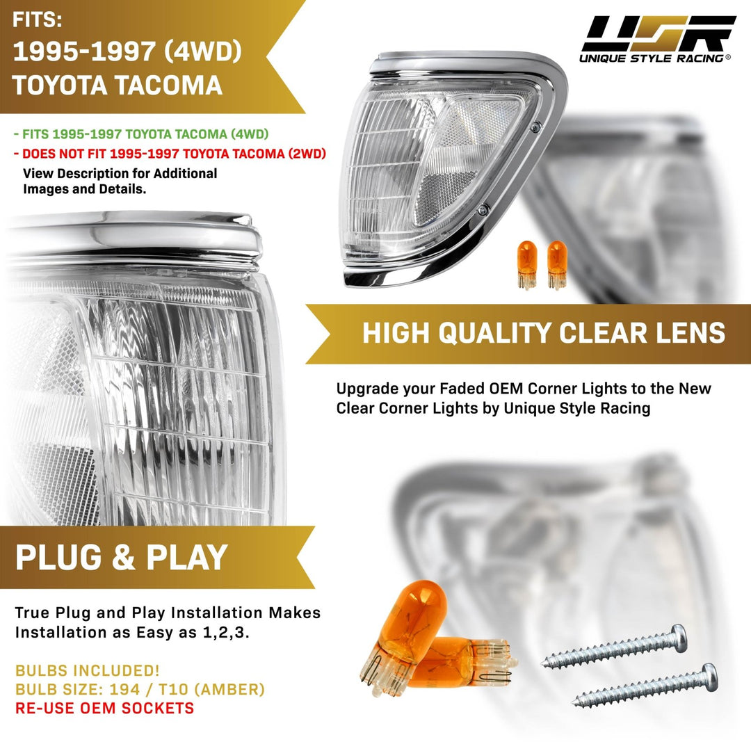 1995 - 1997 Toyota Tacoma 4WD Clear Lens Front Corner Lights