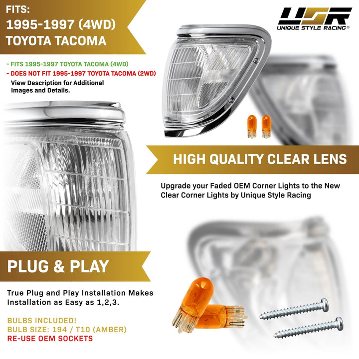 1995 - 1997 Toyota Tacoma 4WD Clear Lens Front Corner Lights