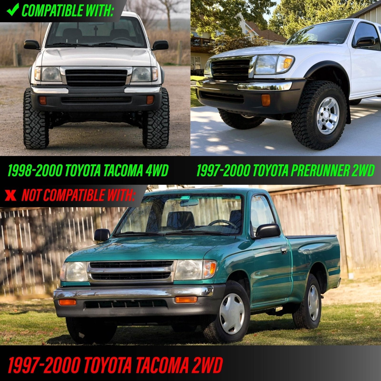 Front Bumper Cover Kit For 1998-2000 Toyota Tacoma – 2-Piece, Primed, Fog Light Cut-out