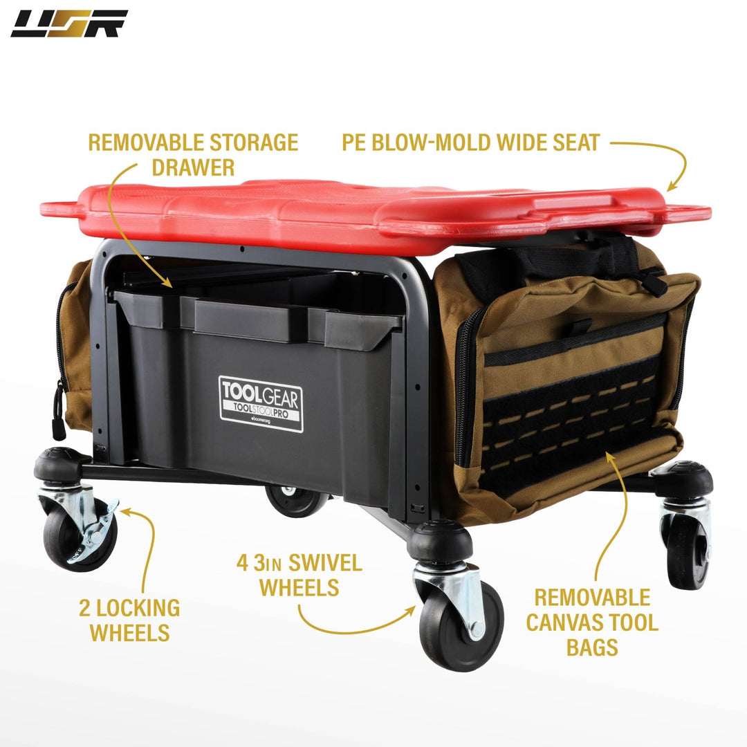 Heavy - Duty Rolling Tool Box Creeper Seat Workbench