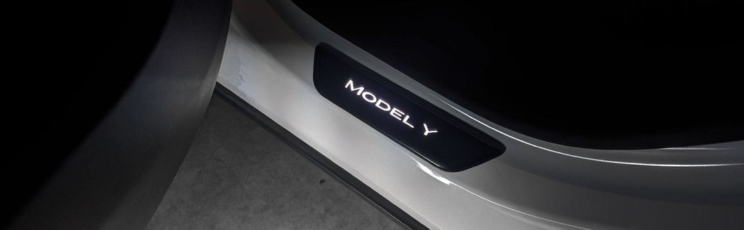 2020 - 2023 Tesla Model Y Matte Black 4PC Magnetic Controlled White LED Door Sill