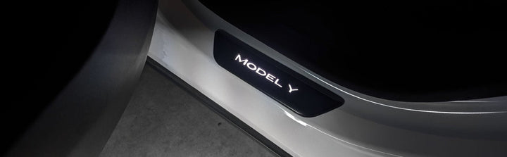 2020 - 2023 Tesla Model Y Matte Black 4PC Magnetic Controlled White LED Door Sill