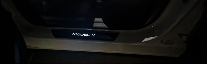 2020 - 2023 Tesla Model Y Matte Black 4PC Magnetic Controlled White LED Door Sill
