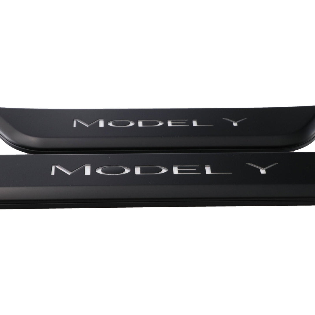 2020 - 2023 Tesla Model Y Matte Black 4PC Magnetic Controlled White LED Door Sill