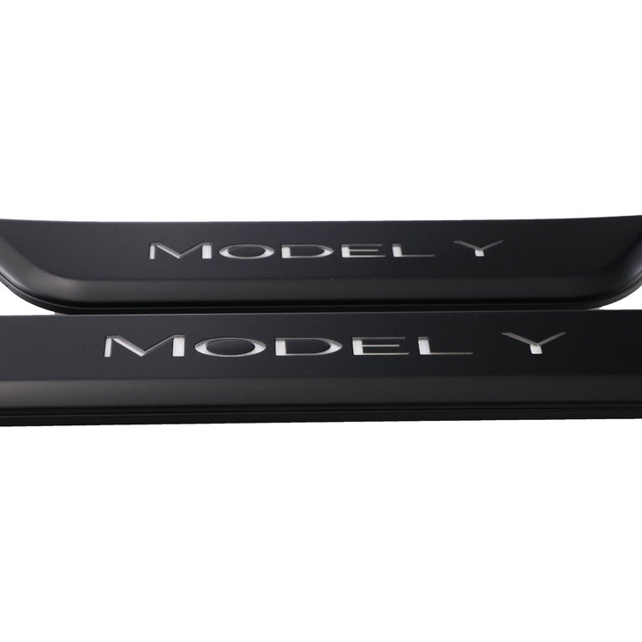 2020 - 2023 Tesla Model Y Matte Black 4PC Magnetic Controlled White LED Door Sill