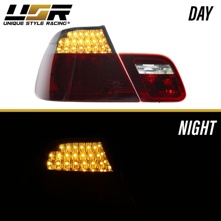 2000-2003 BMW E46 3 Series 2 Door Coupe Red/Clear or Red/Smoke LED Tail Light Made By DEPO