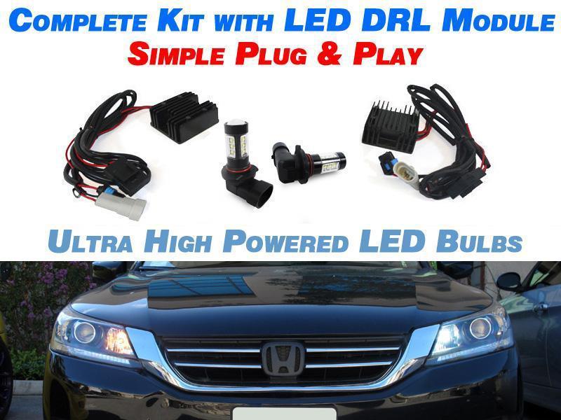 White LED DRL Kit With Decoder Module For 2007 - 2014 Acura TL / 2009 - 2014 TSX 9005 Daytime Running Light