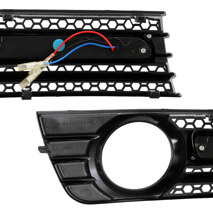 2002-2005 Audi A4 B6 4D Sedan White LED DRL Black Fog Light Grill Cover