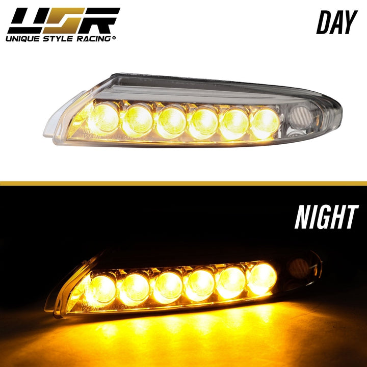 2007 - 2012 Porsche 911 Turbo/GT2 997 Chassis Clear or Smoke Front LED DRL + Turn Signal Bumper Light