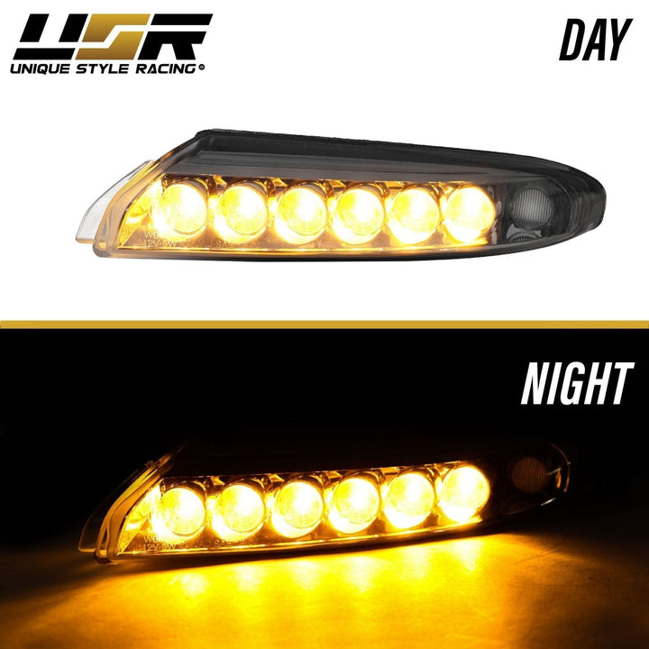 2007 - 2012 Porsche 911 Turbo/GT2 997 Chassis Clear or Smoke Front LED DRL + Turn Signal Bumper Light