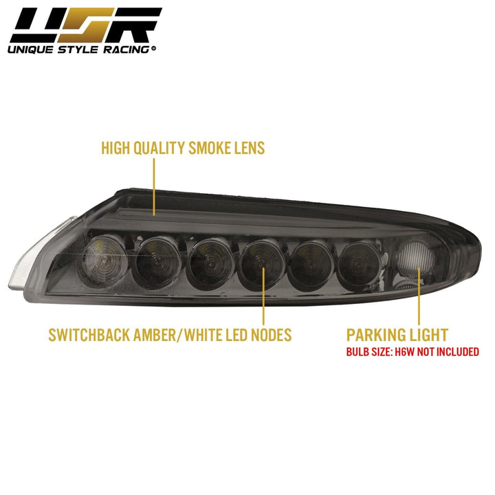 2007 - 2012 Porsche 911 Turbo/GT2 997 Chassis Clear or Smoke Front LED DRL + Turn Signal Bumper Light