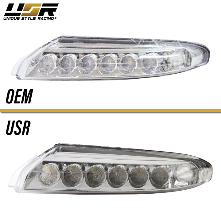 2007 - 2012 Porsche 911 Turbo/GT2 997 Chassis Clear or Smoke Front LED DRL + Turn Signal Bumper Light