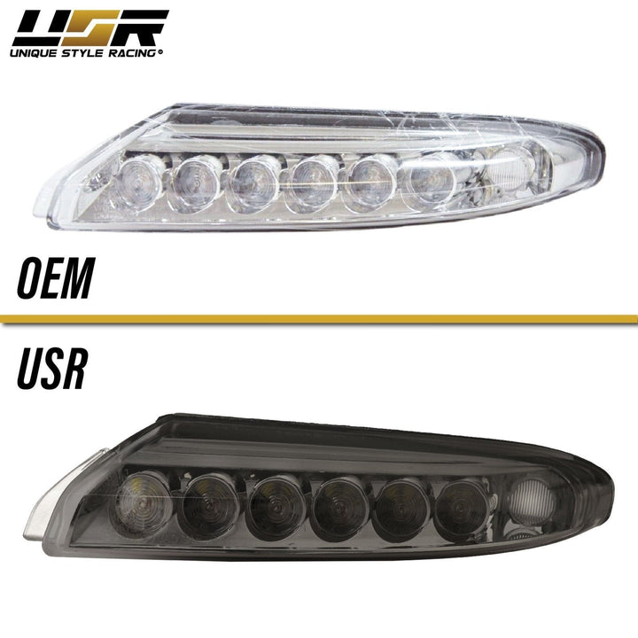 2007 - 2012 Porsche 911 Turbo/GT2 997 Chassis Clear or Smoke Front LED DRL + Turn Signal Bumper Light