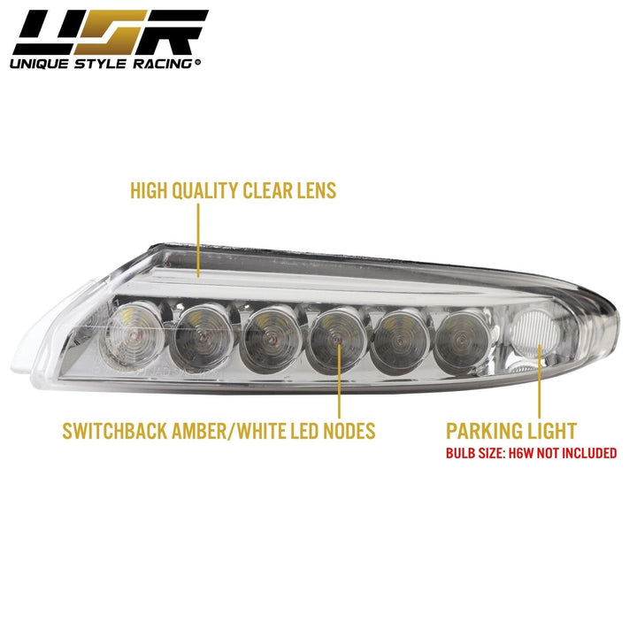 2007 - 2012 Porsche 911 Turbo/GT2 997 Chassis Clear or Smoke Front LED DRL + Turn Signal Bumper Light